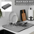 Dish Drying Mat with Plates Rack & Pot Lid Holder