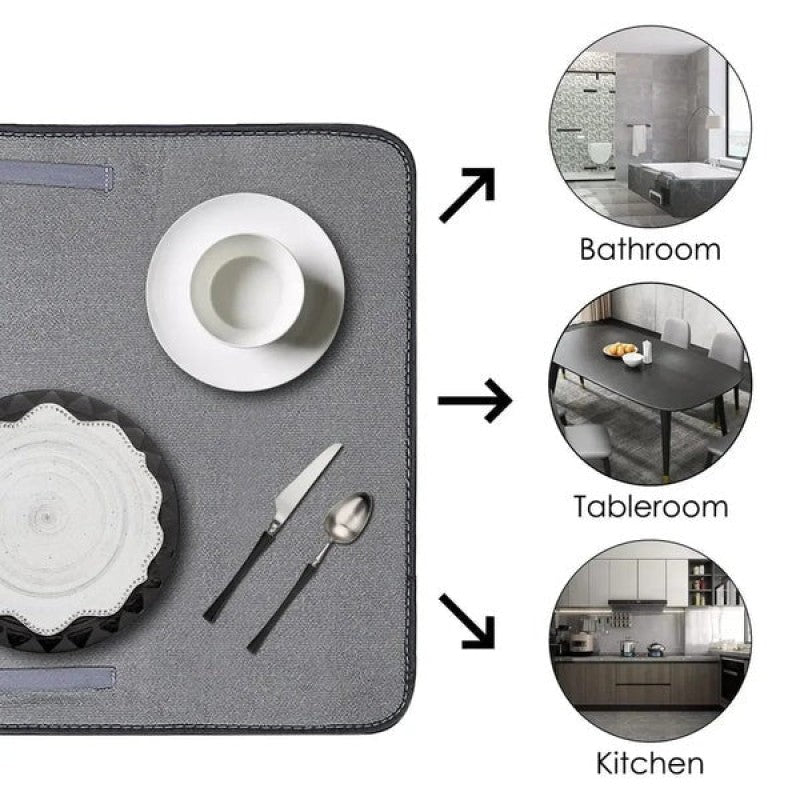 Dish Drying Mat with Plates Rack & Pot Lid Holder