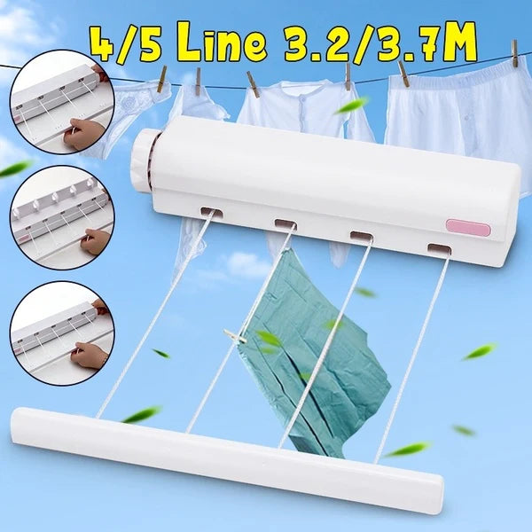 4-Line Retractable Clothesline Laundry Drying Rope (3.2M)