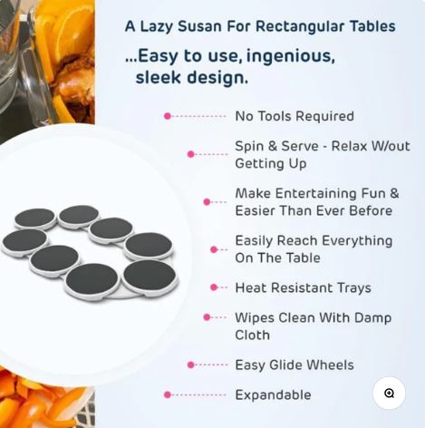 Portable Lazy Susan Rotating Tray – Expandable