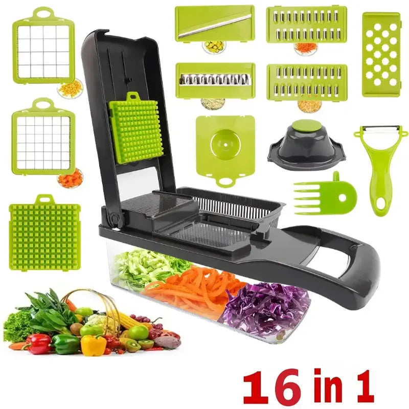 16-in-1 Vegetable Chopper & Slicer, Grater, Dicer Blades & Peeler