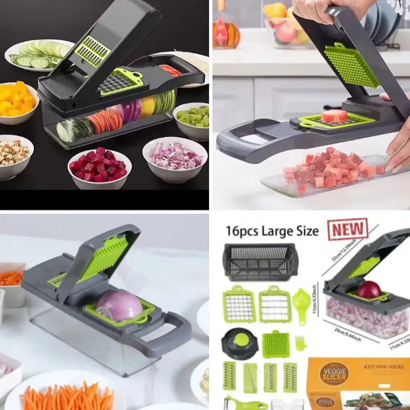 16-in-1 Vegetable Chopper & Slicer, Grater, Dicer Blades & Peeler