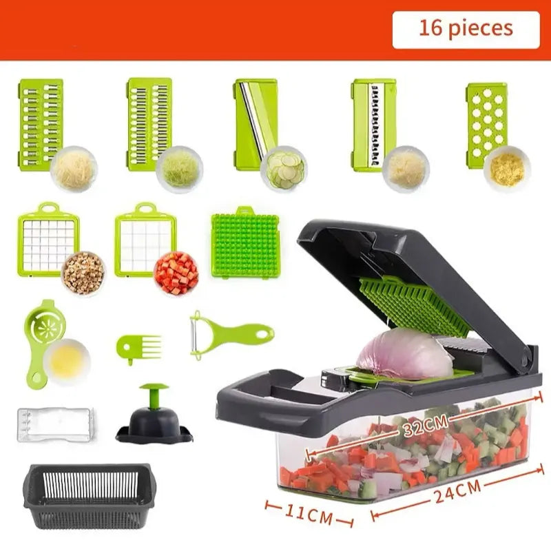 16-in-1 Vegetable Chopper & Slicer, Grater, Dicer Blades & Peeler