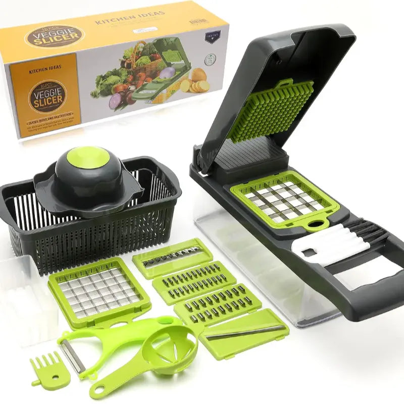16-in-1 Vegetable Chopper & Slicer, Grater, Dicer Blades & Peeler